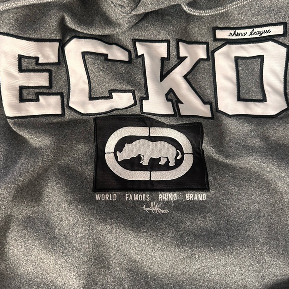 Ecko Unlimited Men’s Hoodie Gray Vintage Y2K street wear Charcoal Sweatshirt - Picture 5 of 7